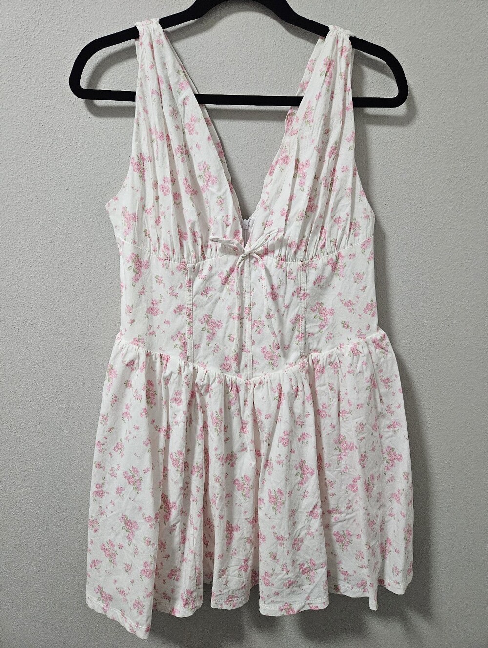 BLASHE NWT Sleeveless Floral V-Neck Corset Dress in White and Pink